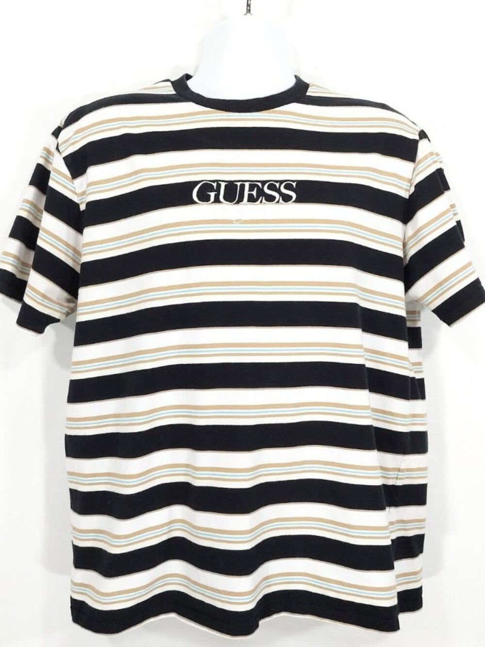 Retro Guess Originals T-Shirt Men's Sz M, Rogers Striped, Embroidered Spellout